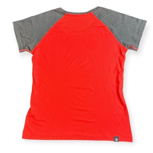 RABBIT Women’s Fiery Coral & Gray Raglan Short Sleeve EZ Tee Perf Top Size Small - Picture 6 of 9